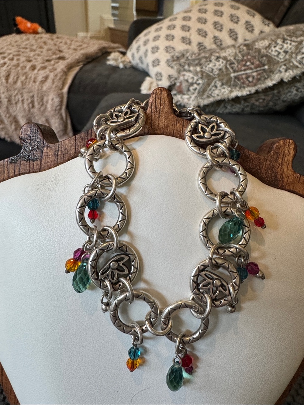 Brighton  Silver Multi-Color Charm Link Bracelet - Picture 2 of 8